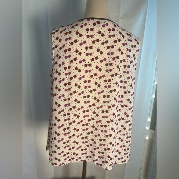 Talbots Multicolored Blouse with Black Trim and Sunglasses Print - Picture 3 of 9